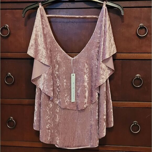 DUSTY PINK VELVET LAYERED TOP - Picture 3 of 7